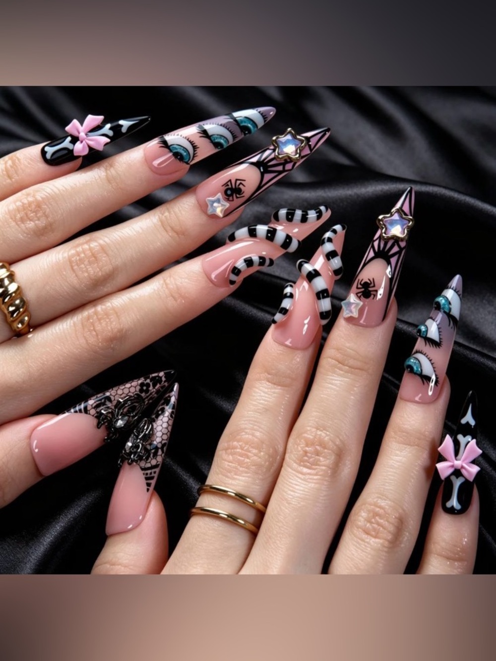NEW Lovful Dark Enchant Handmade Stiletto Nails